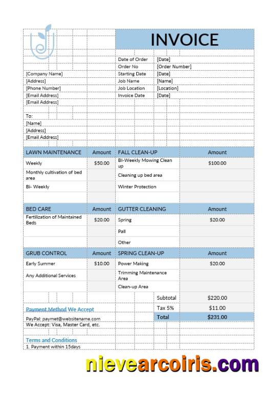 Lawn Care Invoice